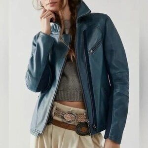 NWT Free People Cora Leather Moto Jacket